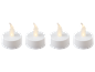 Vier witte LED-kaarsen met flikkerende vlammen.