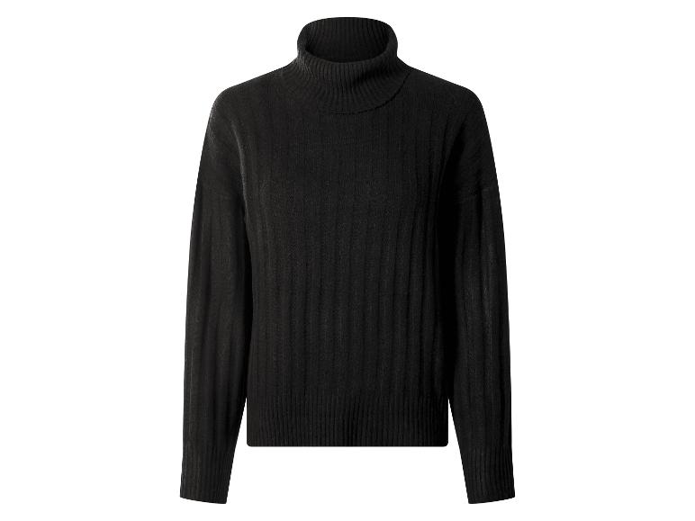Zwarte geribbelde coltrui voor dames.