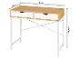 Houten bureau met twee witte laden en een wit metalen frame, afmetingen 95x48x76.3cm.