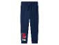 Donkerblauwe joggingbroek voor kinderen met een superheldengezicht en de tekst 'Spidey'.