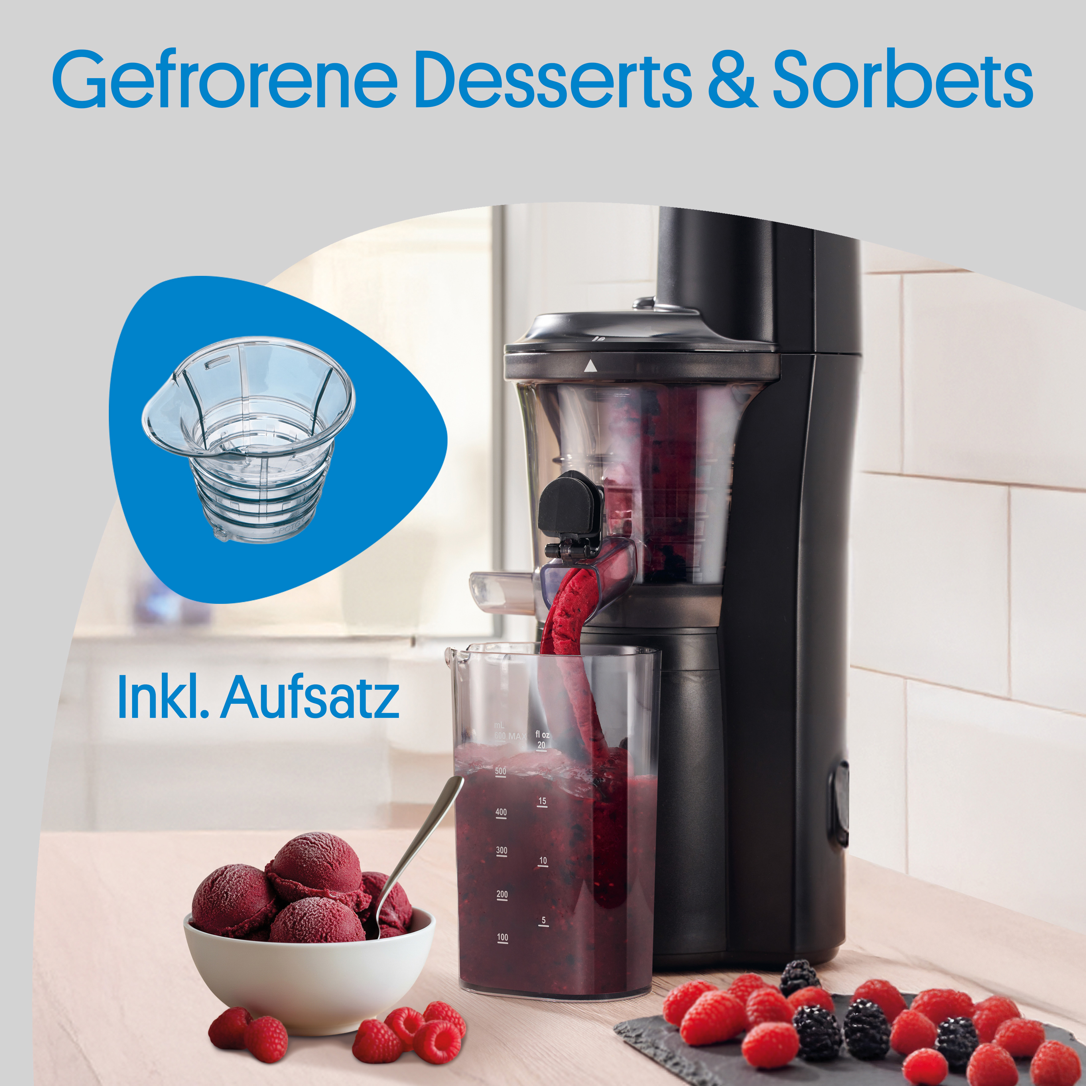 Bevroren desserts en sorbets. Inclusief opzetstuk.