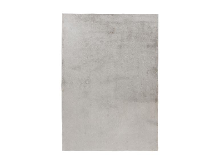 Lichtgrijs rechthoekig vloerkleed met zachte textuur.