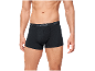 Man in zwarte boxershorts met elastische tailleband met tekst.