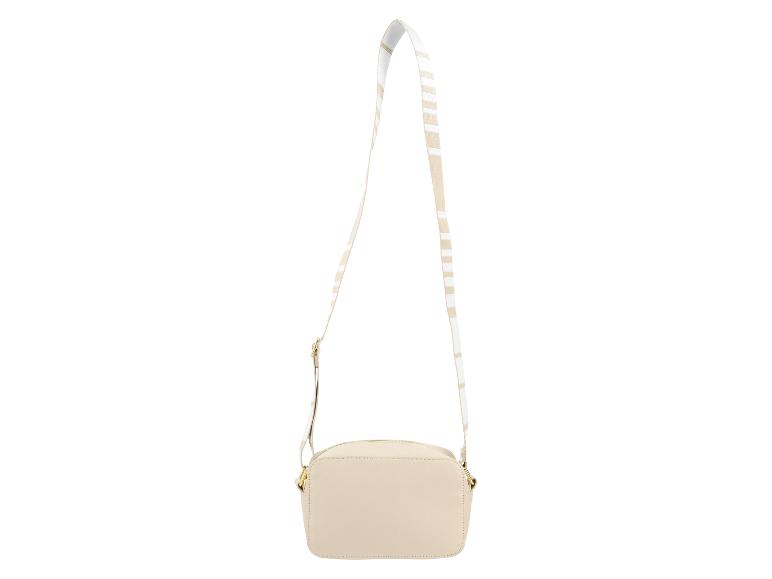 Beige tas met gestreepte schouderband