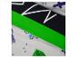 Gaming-thema beddengoed met zwarte, groene en witte secties, met pixelontwerpen.