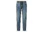 Washed blauwe jogger jeans met een zwart trekkoord aan de elastische taille.