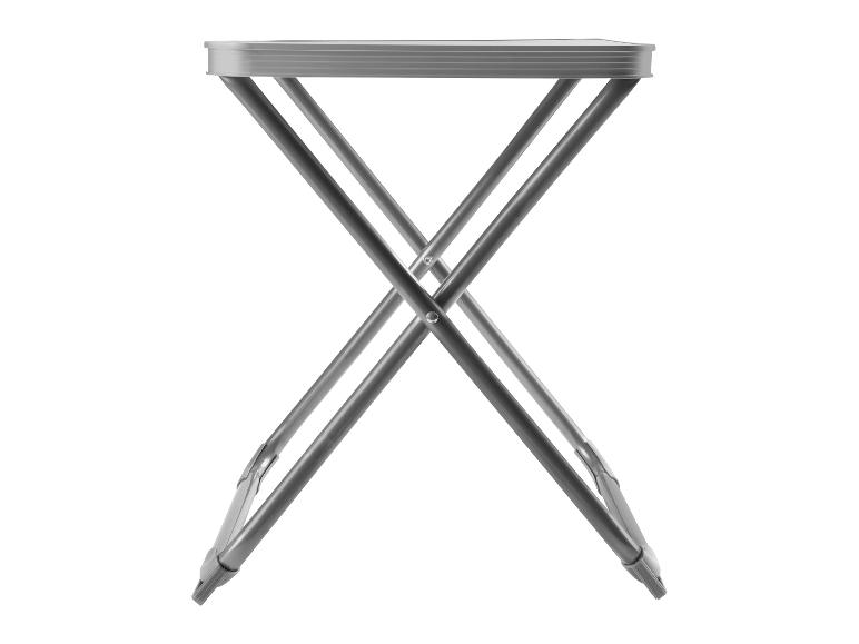 Grijs metalen opvouwbare tafel en stoel.