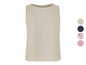 Beige tanktop met verschillende kleuren en prints.