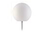 Witte ronde tuinlamp met grondspies, 30 cm diameter en 28 cm hoog.
