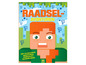 Minecraft-achtig personage op de cover van een raadselboek.