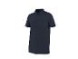 Donkerblauw heren poloshirt met korte mouwen en knopen.