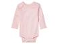 Roze baby body met lange mouwen.