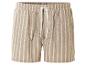 Beige gestreepte shorts met trekkoord.