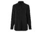 Een zwarte blouse met lange mouwen en knopen.