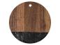 Ronde snijplank van hout en zwart marmer.