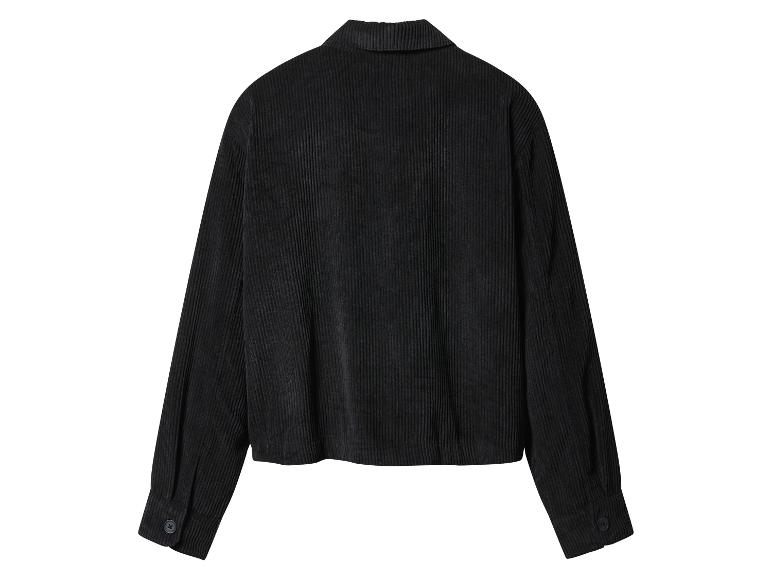 Zwart corduroy jasje met lange mouwen en kraag, achteraanzicht