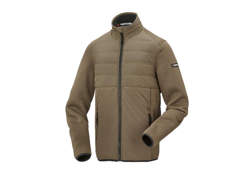 Parkside bruine fleece jas met rits en gewatteerde details.