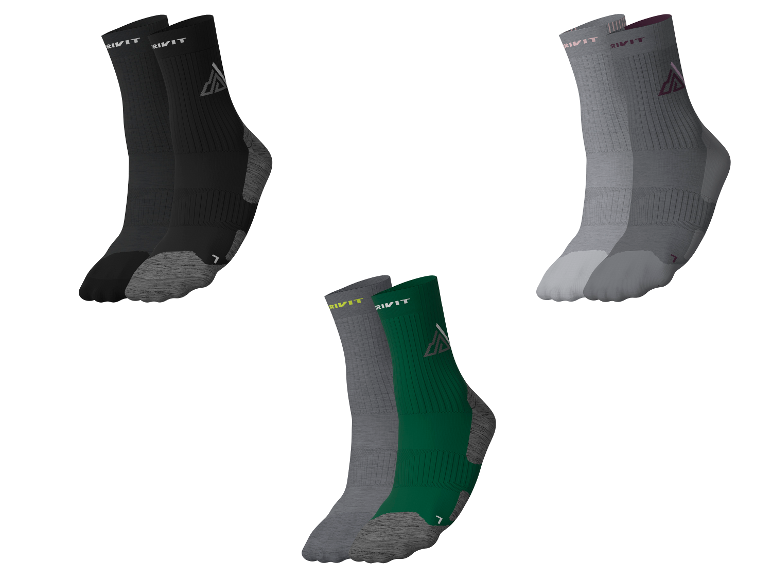 CRIVIT Premium outdoor sokken, 2 paar: zwart, grijs en groen