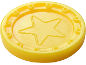 Gele plastic fiche met een ster