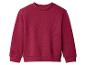 Een rood sweatshirt met lange mouwen en geribbelde boorden.