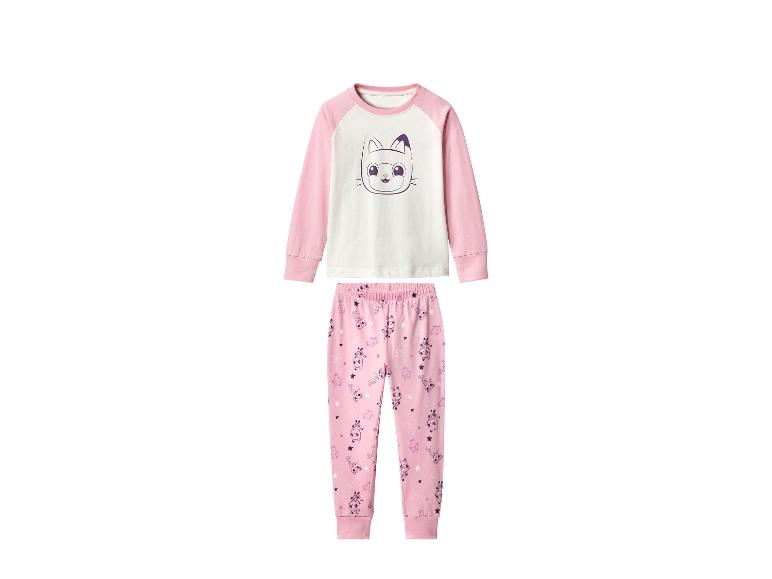 Kinderpyjama met lange mouwen en kattenmotief, roze.