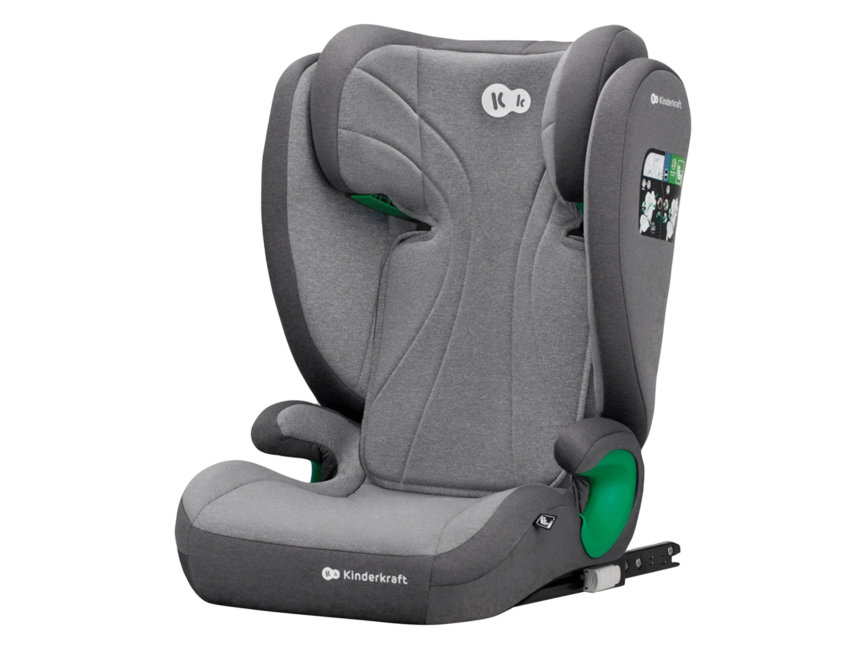 KINDERKRAFT IsoFix autostoel JUNIOR FIX 2, 3,5-12 jaar, 100-150 cm (Raket Grijs)