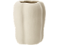 Lichtbeige keramische vaas met een golvend oppervlak.