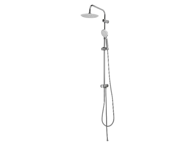 Chromen doucheset met een ronde regendouchekop en een handdouche.