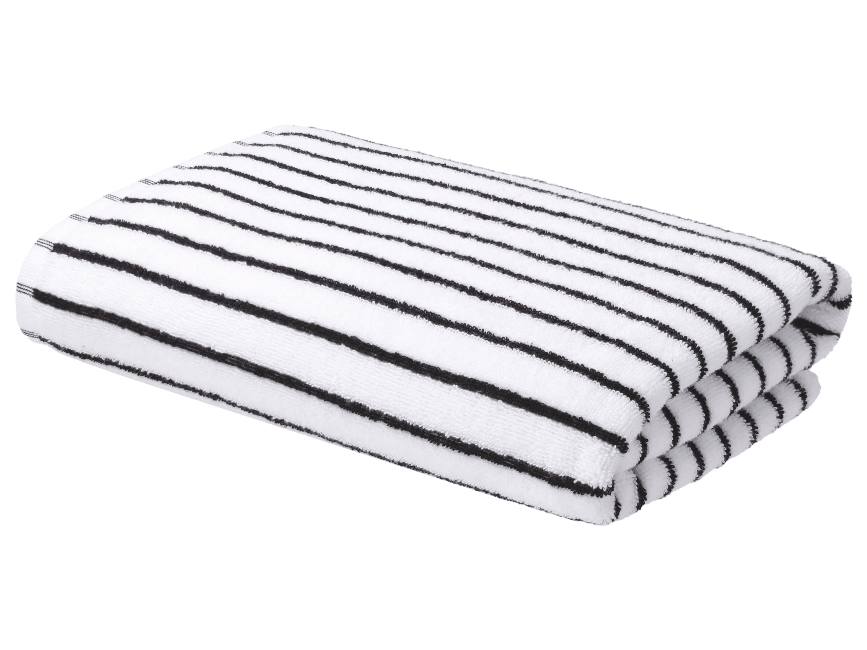 LIVARNO Handdoek 70 x 140 cm - 450 gsm (Wit/zwart)