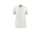 Wit poloshirt met korte mouwen, kraag en knopen, met fijne streepdetails op de mouwen en zoom.
