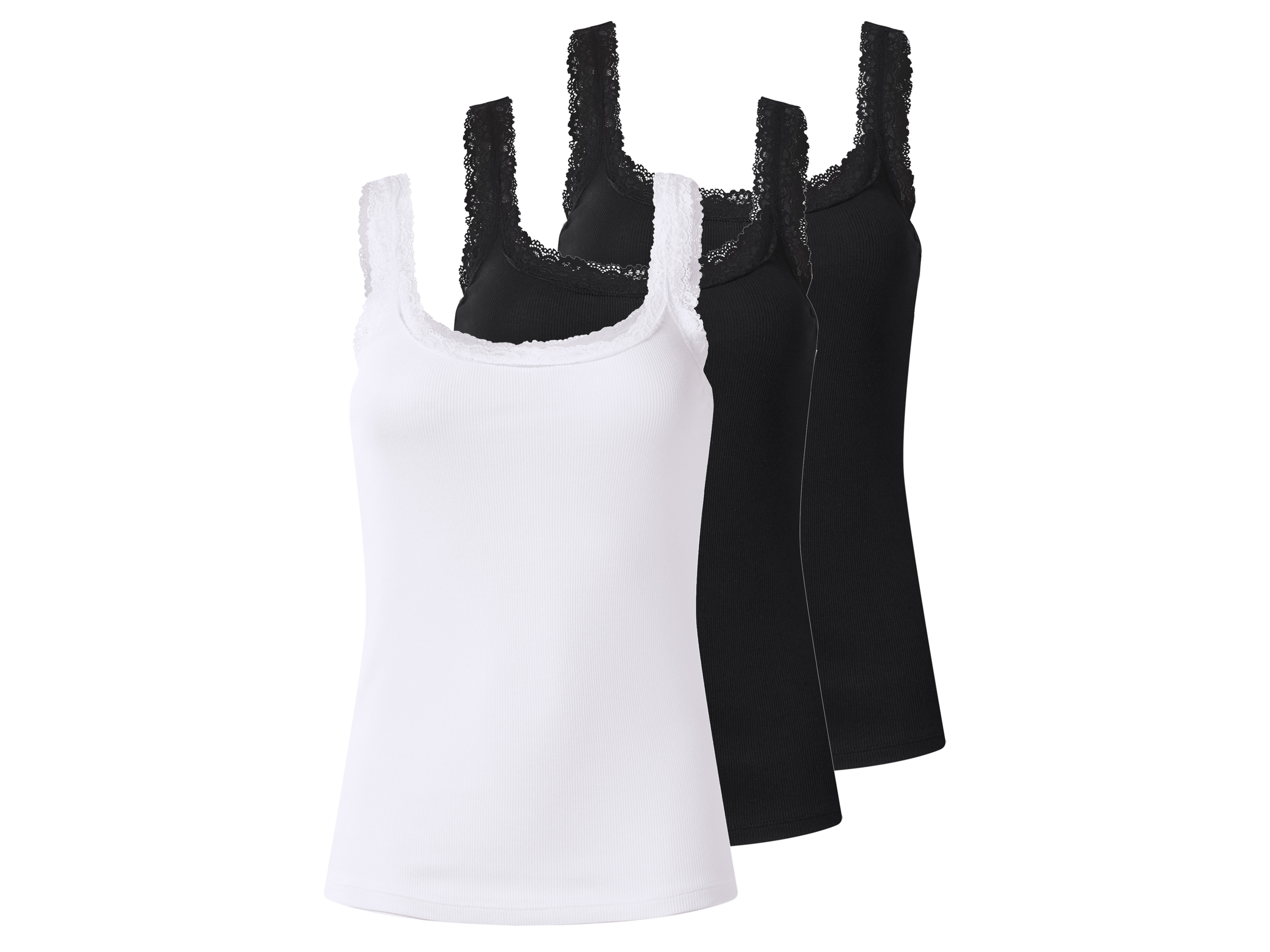 esmara Set van 3 dames hemden (Zwart/wit, M (40/42))