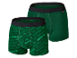 Twee donkergroene Parkside boxershorts met een herhaald patroon.