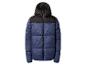 Heren gewatteerde jas in blauw en zwart met capuchon