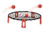 Volleybalset met trampoline en drie ballen, waarvan twee in beweging.