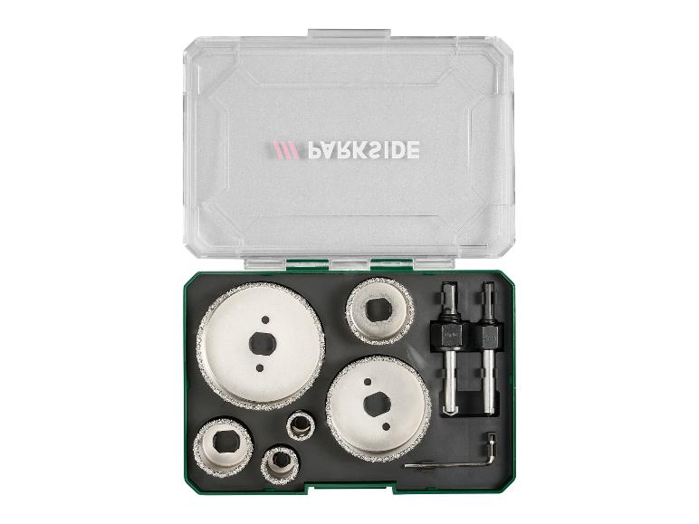 Parkside diamantgatzagenset in opbergkoffer.