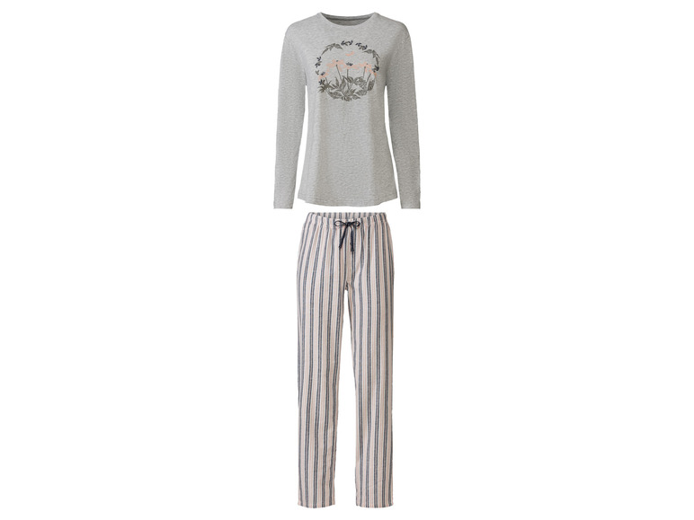 esmara Dames-pyjama, met ronde hals (M (40-42), Grijs gestreept)
