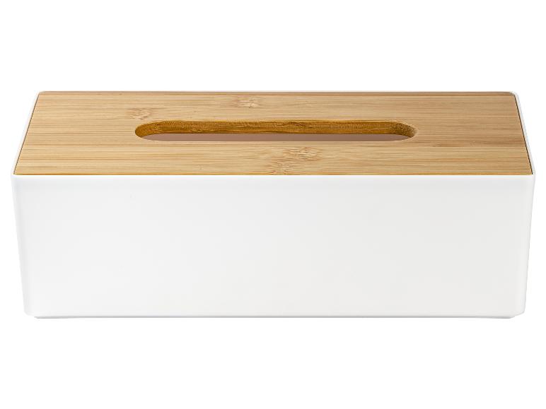 Witte tissuebox met bamboe deksel