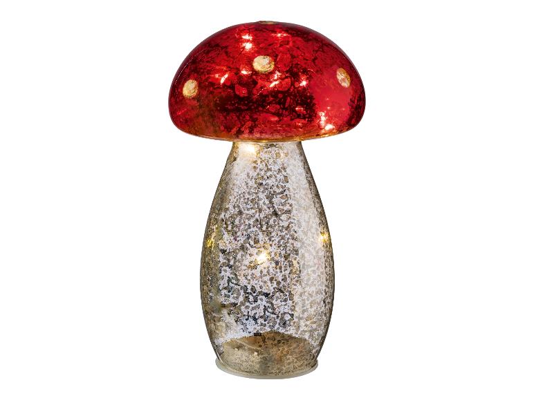 Glazen paddenstoel lamp met LED verlichting.