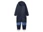 Donkerblauw kinderoveral met capuchon en blauwe accenten