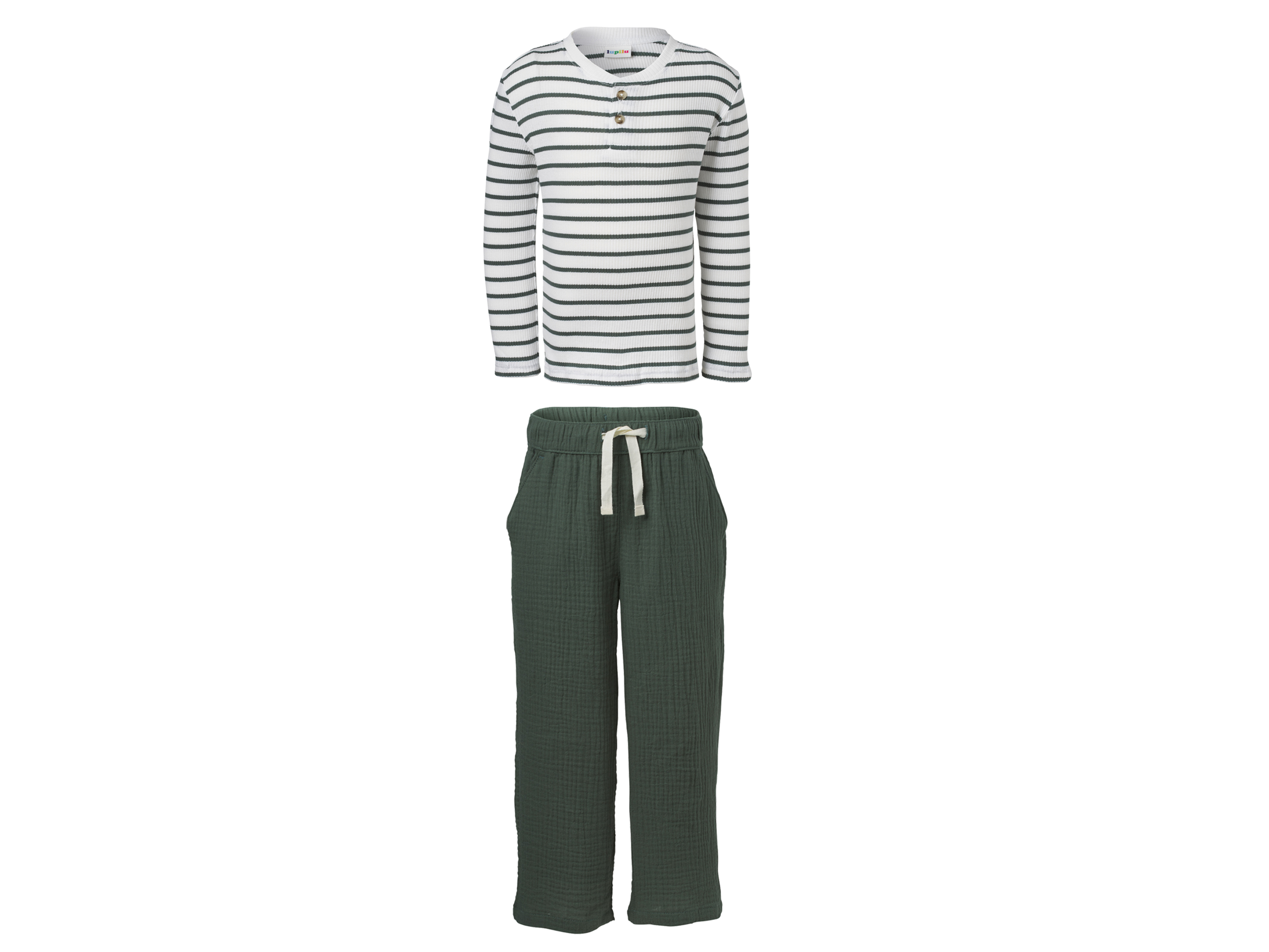 LUPILU Mousseline kinder kledingset 2-delig (Groen, 98/104)