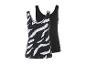 Twee tanktops: een zwarte en een met zebraprint.