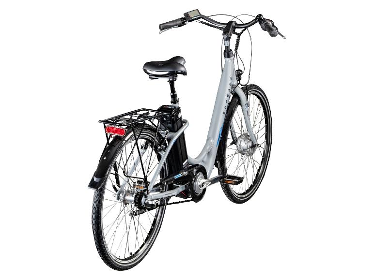 Zündapp City elektrische fiets: grijs model, achterkant.