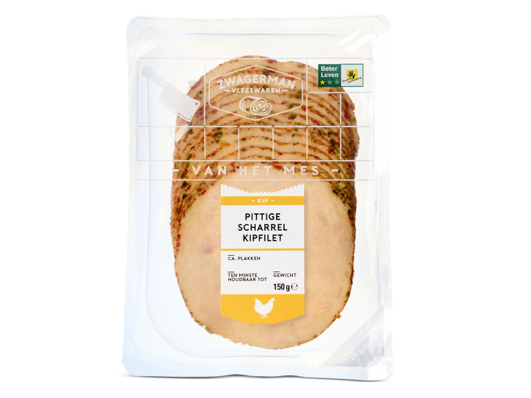 Zwagerman pittige scharrelkipfilet in plakken, 150 g