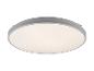 Ronde grijze LED plafondlamp met sterreneffect, op een witte achtergrond