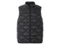 Een zwarte, gewatteerde bodywarmer met rits.
