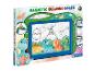 Clementoni magnetisch tekenbord met dinosaurus-thema, aanbevolen voor 4+ jaar.
