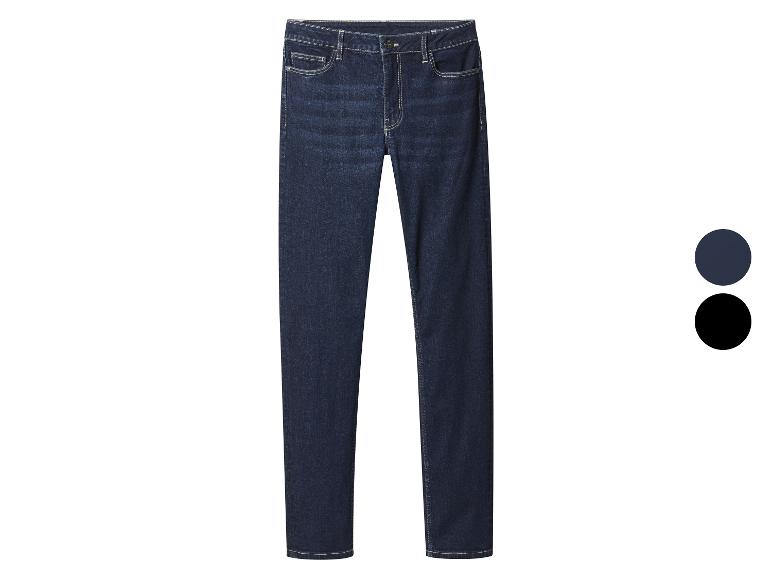 Donkerblauwe straight-leg jeans met twee kleurstaaltjes.