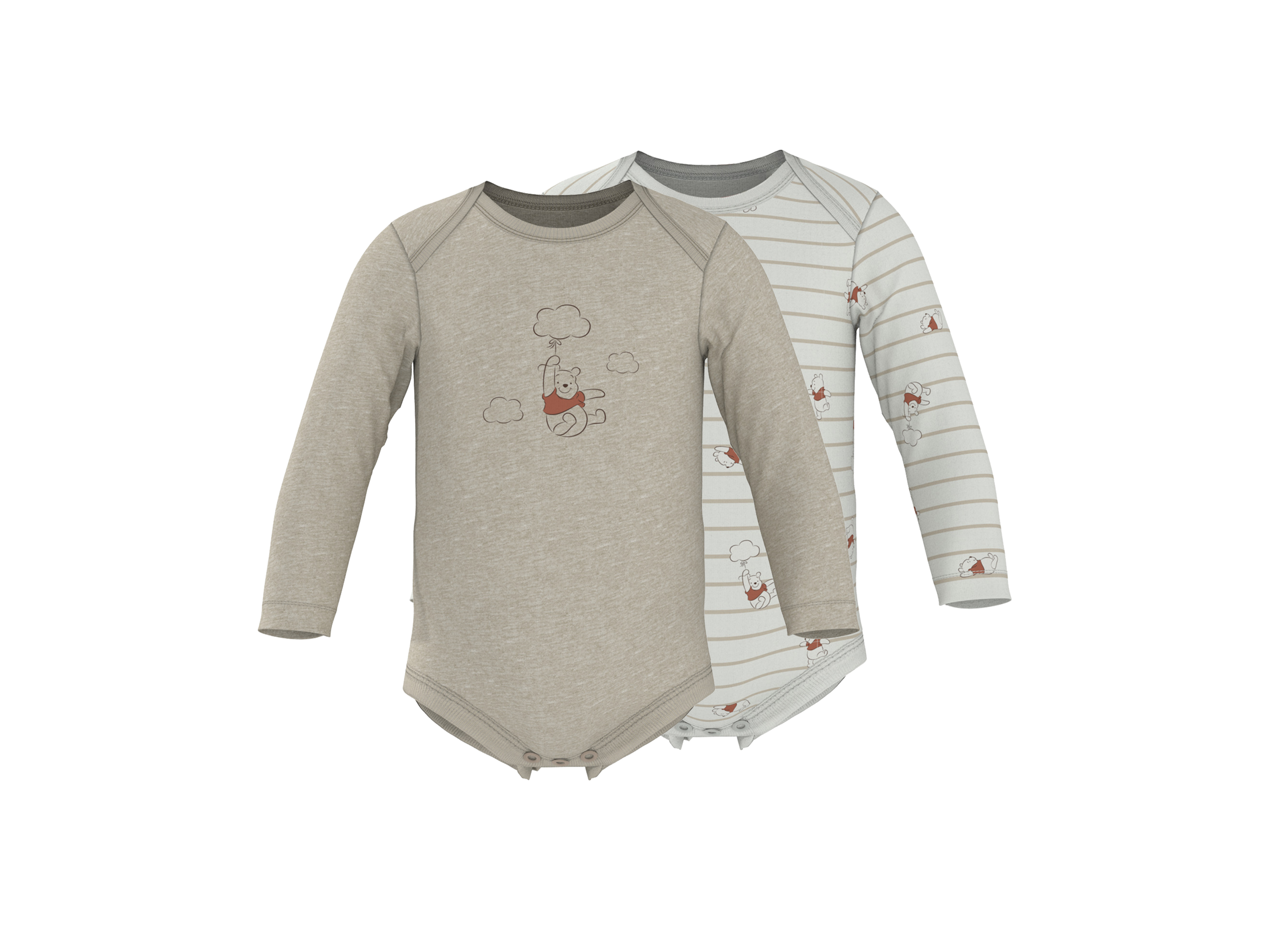 LUPILU Set van 2 baby rompers (Beige/wit, 86/92)