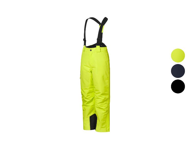 Neongele skibroek met zwarte bretels en kleuropties.