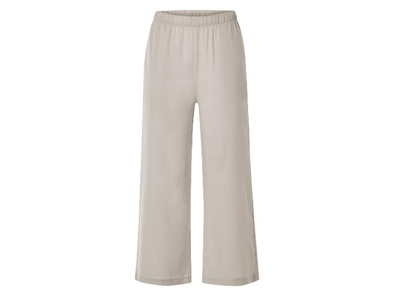 Beige wijde pantalon, elegante stijl.